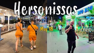 Hersonissos Crete nightllife walking tour 4k Chersonissos Kreta Greece 2024 [upl. by Cud]