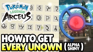 ALL UNOWN LOCATIONS and How to Get ALPHA and SHINY UNOWN in Pokemon Legends Arceus [upl. by Gwynne675]