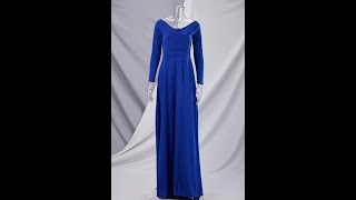 Solid color autumn new stylish vneck high slit maxi dress AA001138 [upl. by Ecylla563]