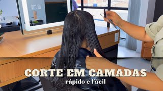 CORTE EM CAMADAS RÁPIDO E FÁCIL CORTE PARA DA VOLUME AOS CABELOS [upl. by Ardnauqal10]