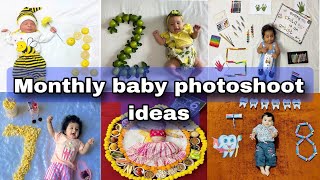 latest Monthly baby photoshoot ideas at home । diy baby photoshoot ideas। monthly baby photoshoot [upl. by Ydieh544]