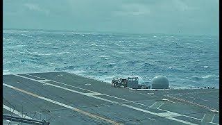 US Navy Aircraft Carrier faces Rough Seas • USS Abraham Lincoln Underway in the Atlant [upl. by Ainaled]