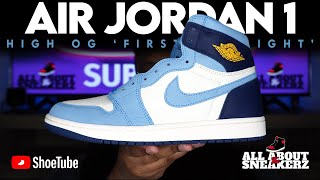 AIR JORDAN 1 HIGH OG FIRST IN FLIGHT UNBOXING amp REVIEW [upl. by Nibram]