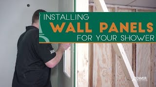 How To Install a Shower Wall Panel  Tower Industries Solid Surface [upl. by Iseabal]