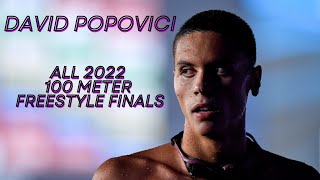 David Popovici  All 2022 100 Meter Freestyle Finals [upl. by Adnilim]