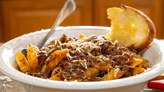 Spaghetti Bolognese Sauce With Penne Pasta Recipe  A Great Classic Italian Ragu from Bologna [upl. by Lustick935]