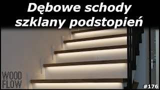 Schody dębowe ze szklanym podstopniem i oświetleniem ledowym  Wood Flow [upl. by Aniez]