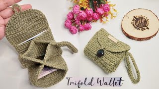 How to Crochet a Trifold Wallet with subtitles [upl. by Lamdin]