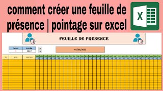 comment créer une feuille de présence sur excel feuille de pointage excelfeuille de pointage excel [upl. by Haizek]