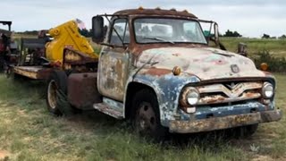 Classic Ford F350 Pickup Truck With Gooseneck Equipment Trailer  A Look Under The hood [upl. by Enytsirk]