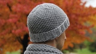 How to knit mens hat  video tutorial with detailed instructions [upl. by Ailegnave]