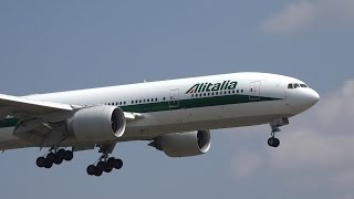 Alitalia Boeing 777200ER EIISD Landing at NRT 16R [upl. by Kenlay]