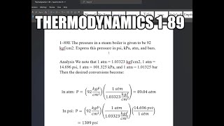 Thermodynamics 189 The pressure in a steam boiler is given to be 92 kgfcm2 Express this [upl. by Utas]