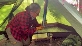 Attaching the stovepipe to Hot Tent Stove [upl. by Zuleika]