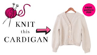 Knit an Easy Button Cardigan  FREE Knitting Pattern  Tutorial [upl. by Phyllida]