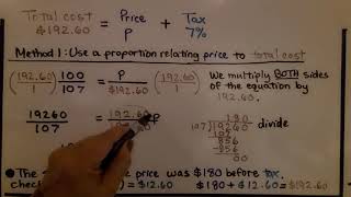 7th Grade Math 53a Percent Finding an Original Amount or Final Amount [upl. by Forrer]