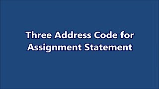 Three Address Code for Assignment Statement│Compiler Design│Part 44│Learn CSE Malayalam [upl. by Kopple]