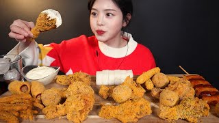 SUB뿌링클 특집🍗✨닭다리 뿌링핫도그 치즈볼 뿌링감자 소떡소떡 사이드까지 치킨 먹방 리얼사운드 Bburinkle Chicken mukbang asmr [upl. by Elfrieda]