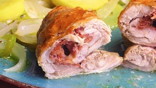 Muslos de pollo RELLENOS de JAMÓN ¡Y con su GUARNICIÓN [upl. by Akiemahs912]