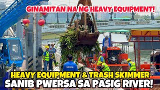 TRASH SKIMMER AT HEAVY EQUIPMENT SANIB PWERSA SA PASIG RIVER [upl. by Uyerta171]