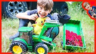 Bruder Tractors Harvest Wild Berries With Axel and Daddy [upl. by Asus]