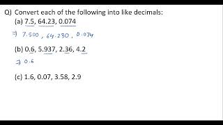 Convert each of the following into like decimals  How to convert into like decimals [upl. by Teriann]