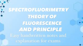 SPECTROFLUORIMETRY THEORY OF FLUORESCENCE PRINCIPLE Easy handwritten notes amp explanation for exam [upl. by Yraeg]