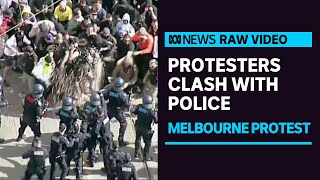 Lockdown protesters clash with police in Melbourne  ABC News [upl. by Edaj]