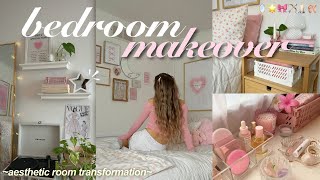 AESTHETIC ROOM MAKEOVER 🏹🪞🎀 pinterestinspired room transformation [upl. by Nirrok]