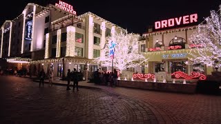 Walking in Fort Worth Stockyards at Night DFW Christmas Tree Drover Hotel [upl. by Crispin]