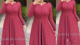 front open kurti cutting and Stitchingparty wear dressfront slit kurti designfront open kurti [upl. by Eekaz91]