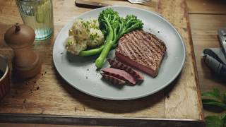 Peppercorn scotch fillet with herb potatoes [upl. by Cale]