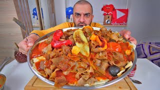 تحضير وأكل تشريب الشاورما الموصلي العراقي Iraqi Shawarma Tashreb Similar to Turkish Iskender Kebob [upl. by Ardehs690]