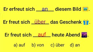 Verben mit Präpositionen  aus Freude auf über an sich freuen über erfreuen führen zu sprechen v [upl. by Nylidam]