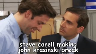 the office bloopers steve carell making john krasinski break for 8 mintutes straight  Comedy Bites [upl. by Anyk230]