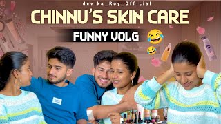 CHINNU’S FUNNY SKIN CARE VLOG 😂😂 devikaRoyofficial [upl. by Schalles771]