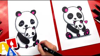 How To Draw Mom And Baby Panda [upl. by Aig569]