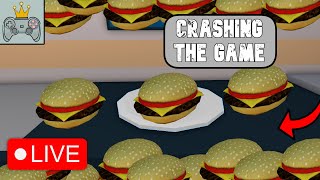 Crashing the Server with Plates in Roblox Cook Burgers LIVE [upl. by Adnohsak]