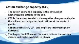 E122 State what is meant by the term cationexchange capacity CEC and outline its importance [upl. by Jariv202]