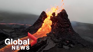 Iceland volcano Drone footage captures stunning upclose view of eruption [upl. by Kaiulani]