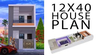 12x40 house plan with 3d elevation by nikshail [upl. by Gurl996]