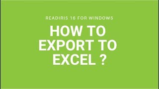 Readiris 16 How to export to Excel [upl. by Anaderol]