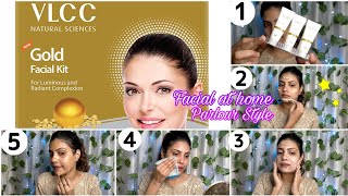 VLCC Gold Facial Kit Step by Step Demo amp ReviewFacial at homeघर पे Gold फेशियल कैसे करें [upl. by Eve]