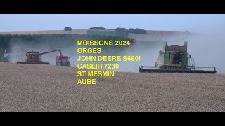 MOISSONS 2024  JOHN DEERE  S690 i  CASEIH 7230 X2 MEME PARCELLE ST MESMIN BLES FRANCE [upl. by Notlehs]