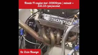 Honda F1 engine test 20000rpm60sec per min  33333 rpmsecond [upl. by Boccaj]