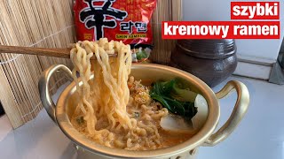 Kuchnia koreańska 🇰🇷  szybki przepis na kremowy ramen  ramyun 🍜🥛🌶 [upl. by Nosral]