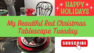 Christmas Red Tablescape tablescapetuesdays2023 [upl. by Idnat566]