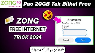 Zong free Internet today  zong free internet trick 2024  zong free internet code [upl. by Eikcaj426]