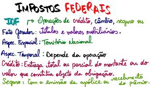 Direito Tributário 10  IOF  Impostos Federais 4 [upl. by Aneehsit663]