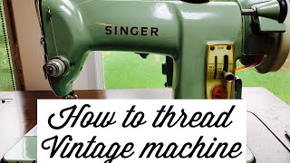 How to thread a vintage sewing machine  old singer sewing machine  learn to wind the bobbin [upl. by Staal]